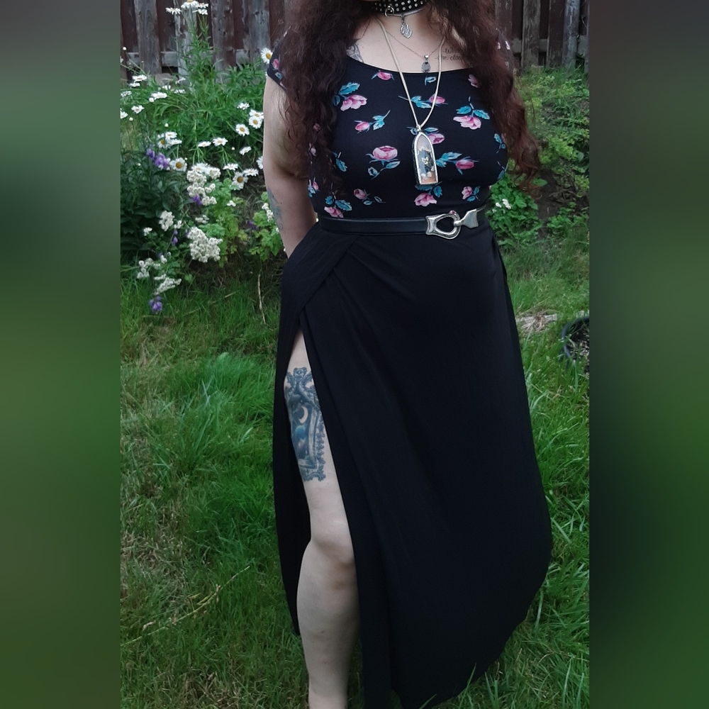 Witchy vintage double slit maxi skirt